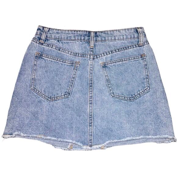 Sunset + Spring denim pearl mini skirt - Picture 3 of 5